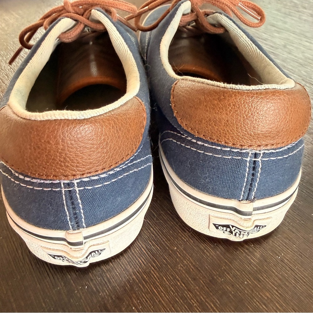 Vans Era Canvas Navy Sneakers Leather Trim Unisex - Picture 5 of 6